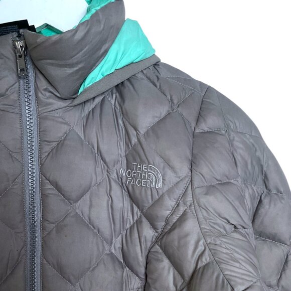 The North Face Girls  (M) 10/12 Gray 550 Series Goose Down Puffer Hoodie Jacket - Picture 7 of 10